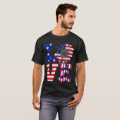 Vierde juli Love Sunflower Patriotic American Flag T-shirt (Voorkant volledig)