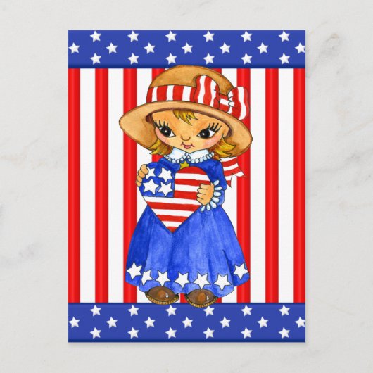 Vierde juli Meisje briefkaart (Voorkant)