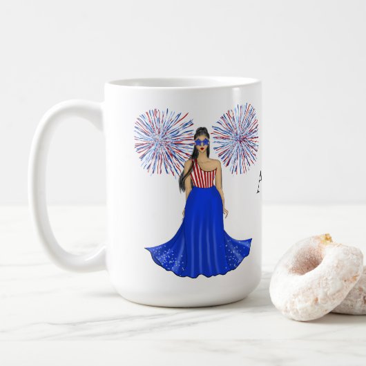 Vierde juli met Fireworks Mode Illustration Koffiemok (Met donut)