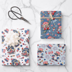 Vierde juli Onafhankelijkheidsdag Patriottische Gn Inpakpapier Vel