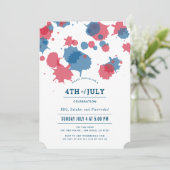 Vierde juli Partij voor Rode en Blauwe Spletters Kaart (Staand voorkant)