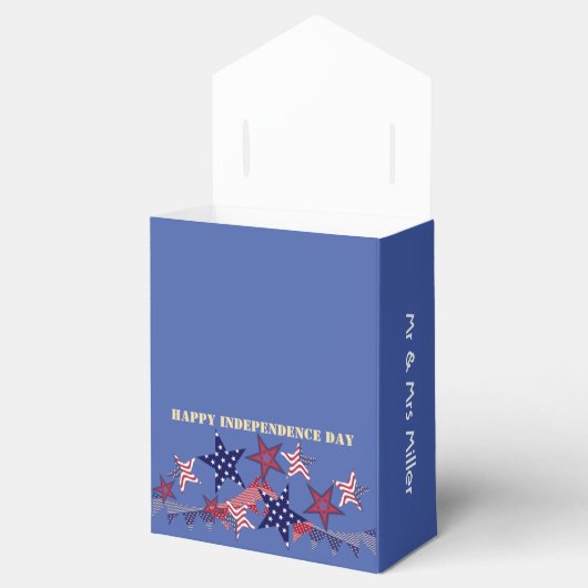 Vierde juli Patriottische Stars Monogram Aangepast Bedankdoosjes (Geopend)