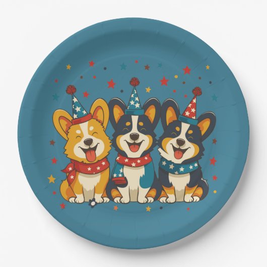 Vierde juli Pembroke Welsh Corgi Dogs Papieren Bordje (Voorkant)