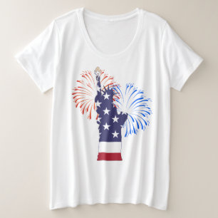 Vierde juli Plus Size T-shirt met standbeeld