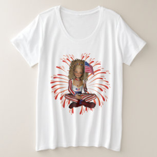 Vierde juli Plus Size T-shirt met vlag