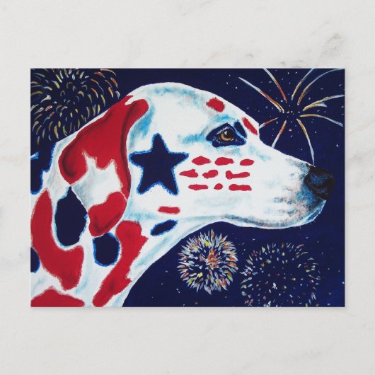 Vierde Juli Ster Spangled Dalmatische Briefkaart (Voorkant)