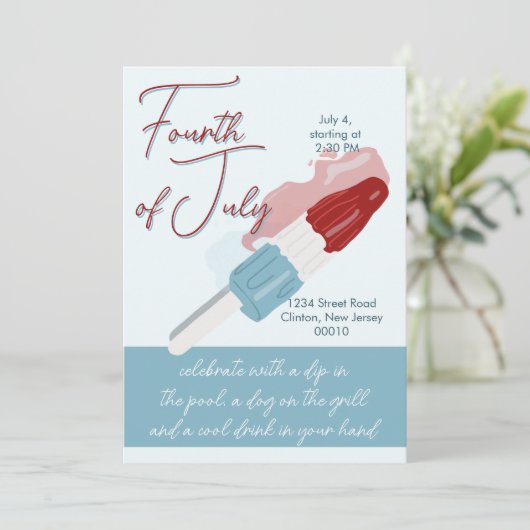 Vierde Juli Uitnodiging (Staand voorkant)