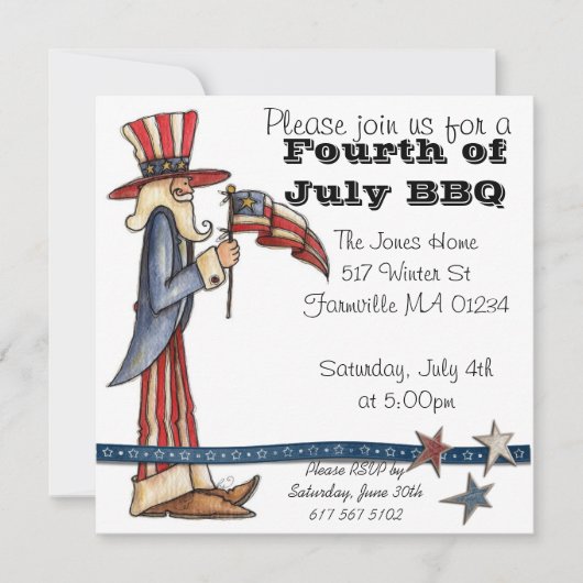 Vierde juli Uitnodiging (Voorkant)