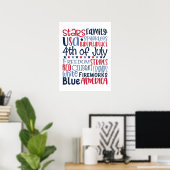Vierde juli Verenigde Staten Red White Blue Modern Poster (Thuiskantoor)