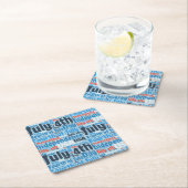 Vierde juli vierkante kartonnen onderzetter (Insitu)