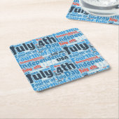 Vierde juli vierkante kartonnen onderzetter (Schuin)