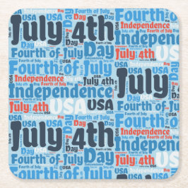 Vierde juli vierkante kartonnen onderzetter