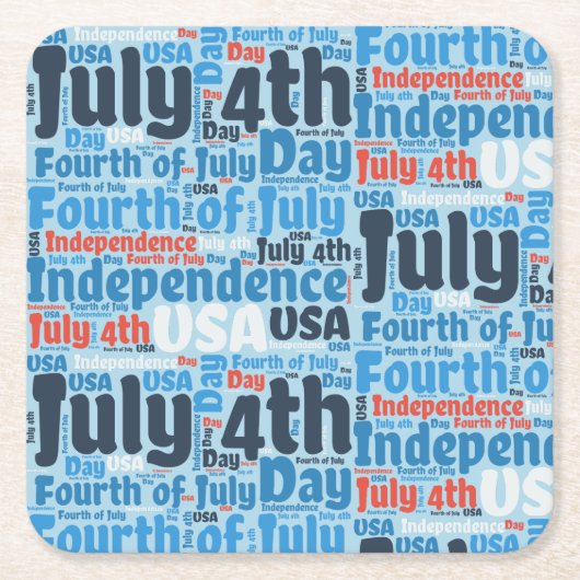 Vierde juli vierkante kartonnen onderzetter (Voorkant)