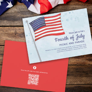 Vierde juli vlag QR code Cute Red White Blue Kaart