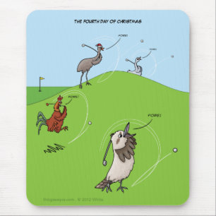 Vierde kerstdag (vier vogels) Mousepad Muismat