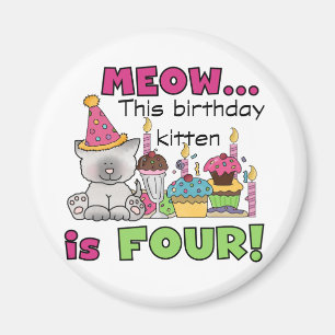 Vierde Kitten Birthday T-shirts en cadeautjes Magneet