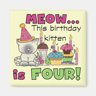 Vierde Kitten Birthday T-shirts en cadeautjes Magneet