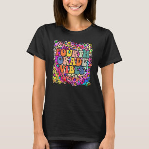 Vierde klas sfeer luipaard tie-dye terug naar scho t-shirt