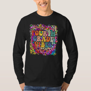 Vierde klas sfeer luipaard tie-dye terug naar scho t-shirt