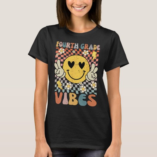 Vierde klas Vibes 4e klas Retro Docent 1e dag T-shirt (Voorkant)