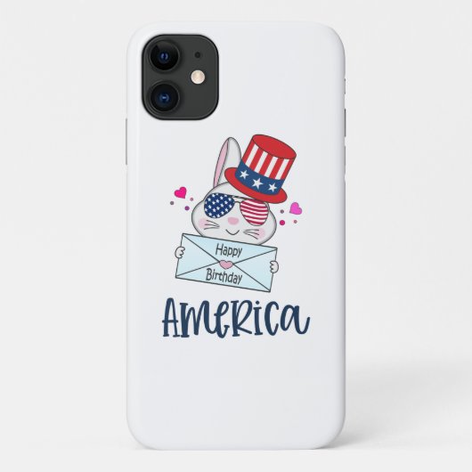 Vierde konijn juli met Amerikaanse vlag Sun Glasse Case-Mate iPhone Case (Achterkant)