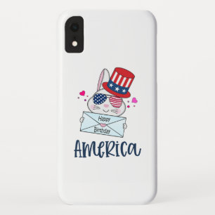 Vierde konijn juli met Amerikaanse vlag Sun Glasse iPhone XR Hoesje