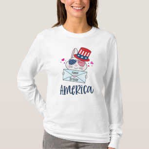 Vierde konijn juli met Amerikaanse vlag Sun Glasse T-shirt