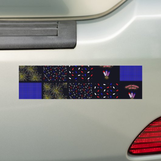 Vierde Patchwork Patroon juli - 4 juli Bumpersticker (Op auto)
