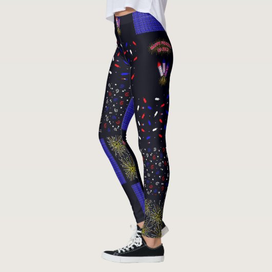 Vierde Patchwork Patroon juli - 4 juli Leggings (Links)