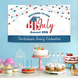 Vierde Patriotic Red White Blue USA Vlagsterren Spandoek