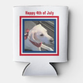 Vierde Rode Blauwe Kute Dog met scarf van juli Blikjeskoeler (Voorkant)