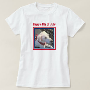 Vierde Rode Blauwe Kute Dog met scarf van juli T-shirt