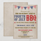 Vierde rode witte blauwe vuurwerk van juli kaart (Voorkant / Achterkant)