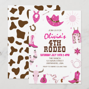 Vierde Rodeo Heet Roze Western 4e Verjaardag Kaart