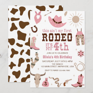 Vierde Rodeo Western Cowgirl 4de Verjaardag Kaart