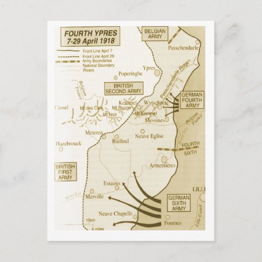 Vierde slag bij Ypres, 1918 Briefkaart (Voorkant)