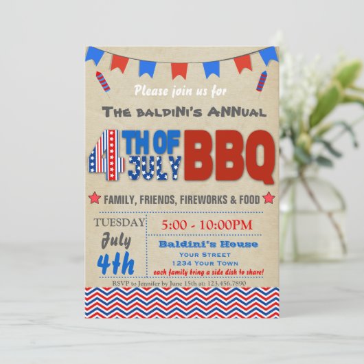 Vierde uitnodiging van juli BBQ (Staand voorkant)