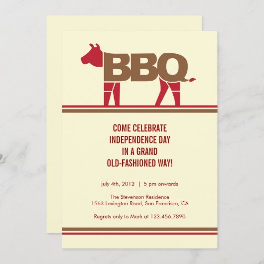 Vierde uitnodiging van juli Modern BBQ (Voorkant / Achterkant)