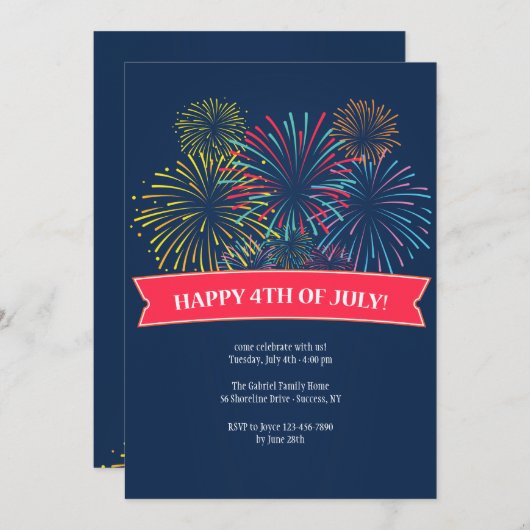 Vierde uitnodiging voor vuurwerk van juli (Voorkant / Achterkant)