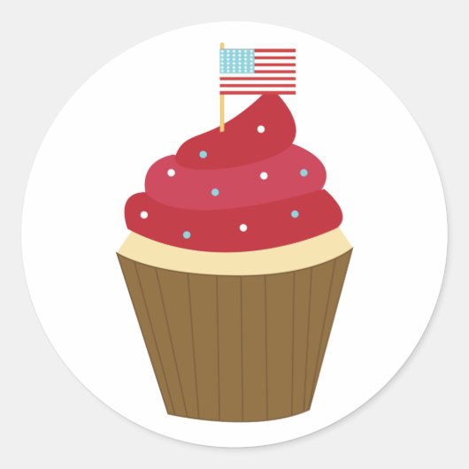 Vierde van juli Partij Cupcake Ronde Sticker (Voorkant)
