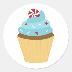 Vierde van juli Partij Cupcake Ronde Sticker