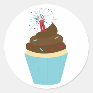 Vierde van juli Partij Cupcake Ronde Sticker