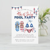 Vierde van juli Pool Party Kaart (Staand voorkant)