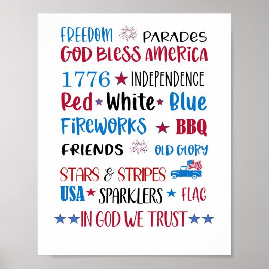 Vierde van juli Red White en Blue Subway Art Poste Poster (Voorkant)