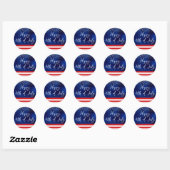 Vierde van juli Script Amerikaanse vlag op blauwe  Ronde Sticker (Vel)