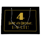 Vierde verjaardag — Art Deco Geïnspireerde look "4 Groot Cadeauzakje (Voorkant)