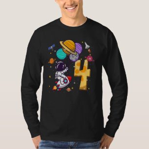 Vierde verjaardag Astronaut Space Balloons 4 jaar T-shirt
