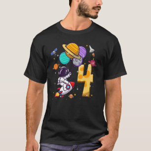 Vierde verjaardag Astronaut Space Balloons 4 jaar T-shirt