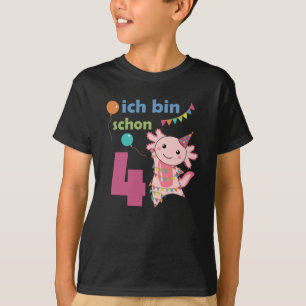 Vierde verjaardag Axolotl vier jaar oude zoete die T-shirt