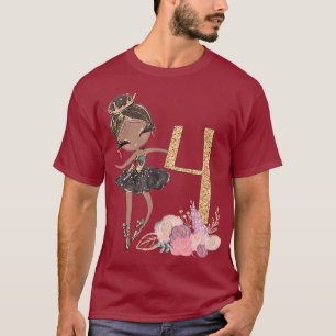 Vierde verjaardag Ballerina Dancer Ballet Black Gi T-shirt